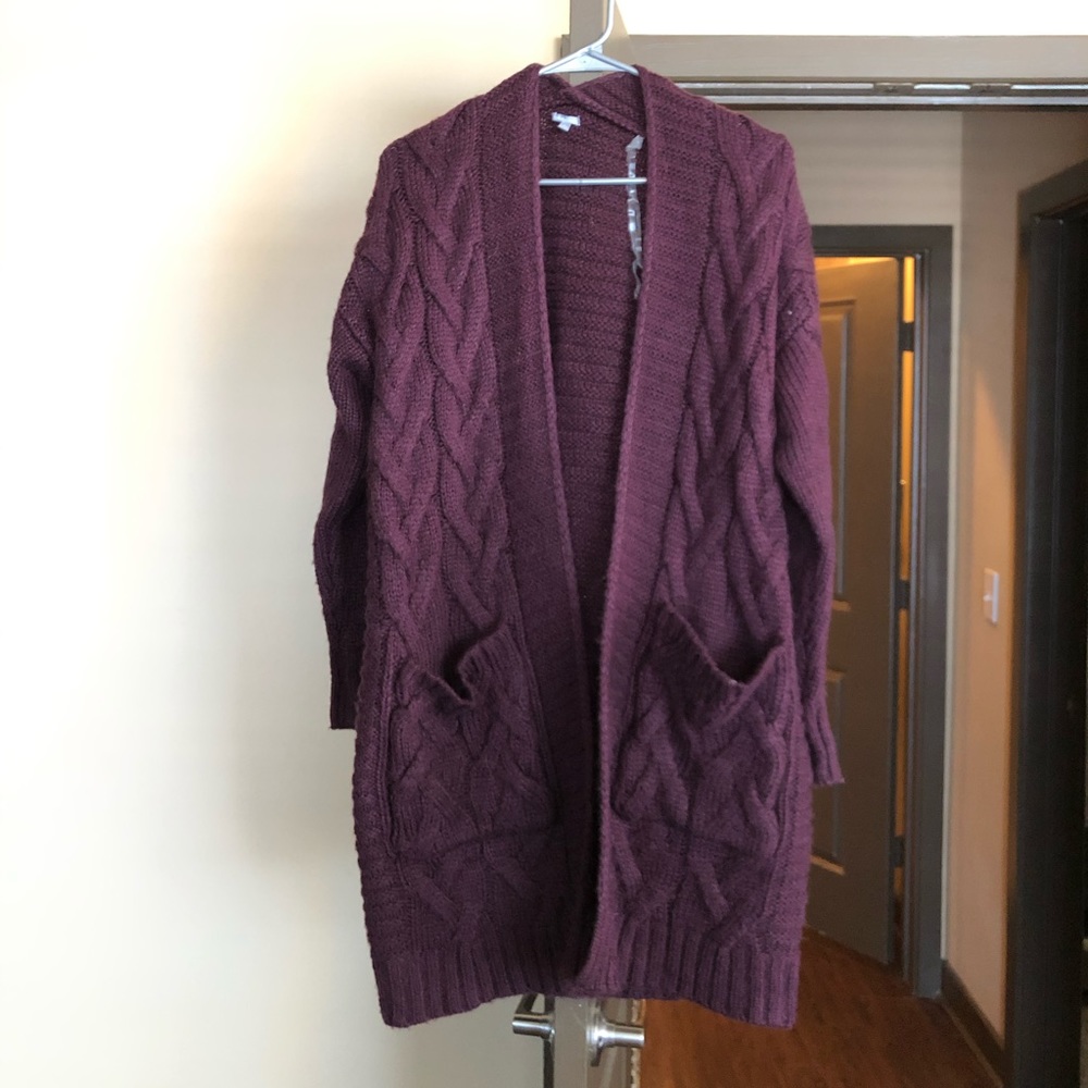 Long Maroon Dress Sweater Cardigan